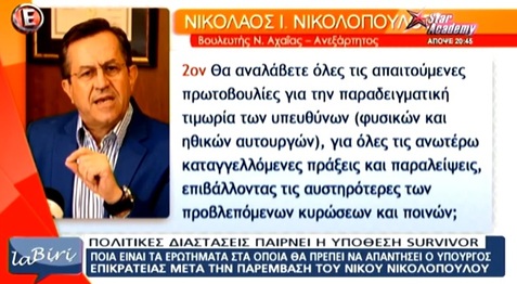 Νίκος Νικολόπουλος: Τα μέλη του ΕΣΡ μάλλον δεν βλέπουν survivor...